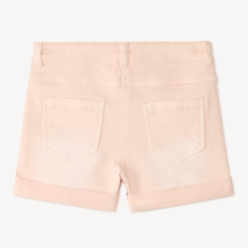 Short uni effet denim avec poche cœur pour bébé fille 