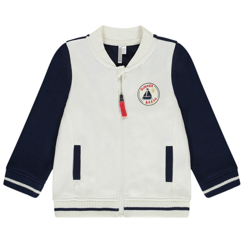 Gilet teddy molleton avec badge voilier pour bébé garçon