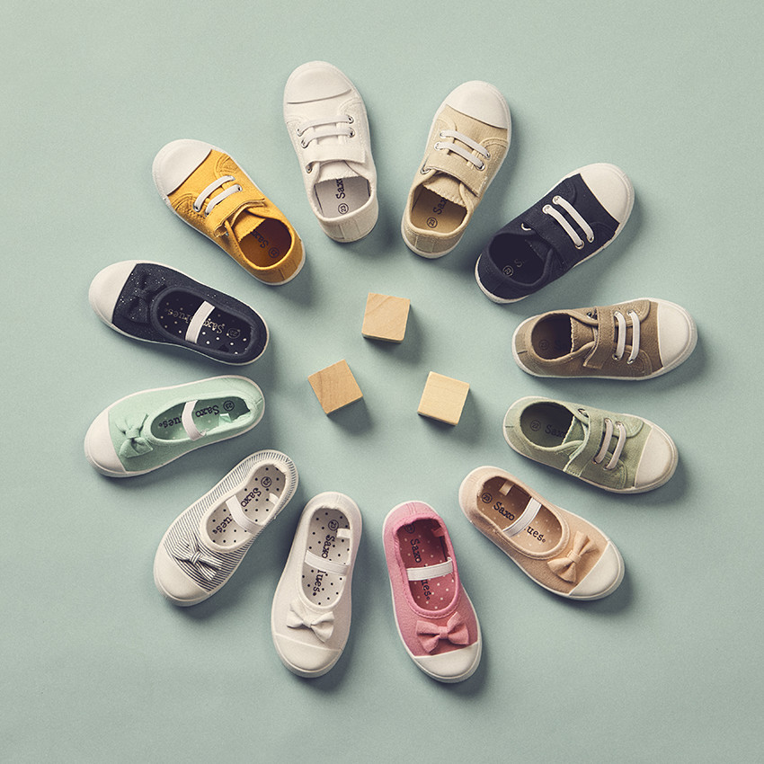 Baskets basses en toile avec lacets élastiques et velcro pour garçon 