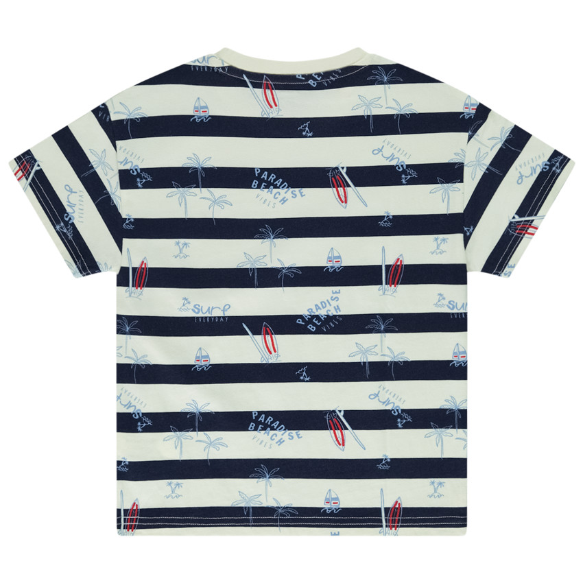 T-shirt manches courtes rayé avec imprimé fantaisie pour garçon 