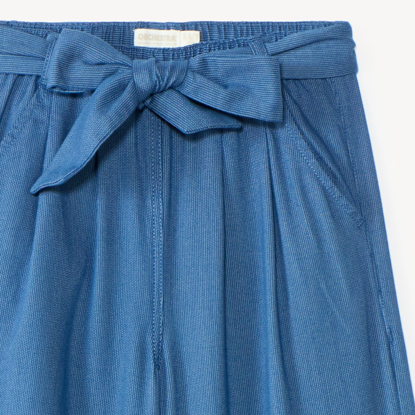 Pantalon fille large en toile uni 