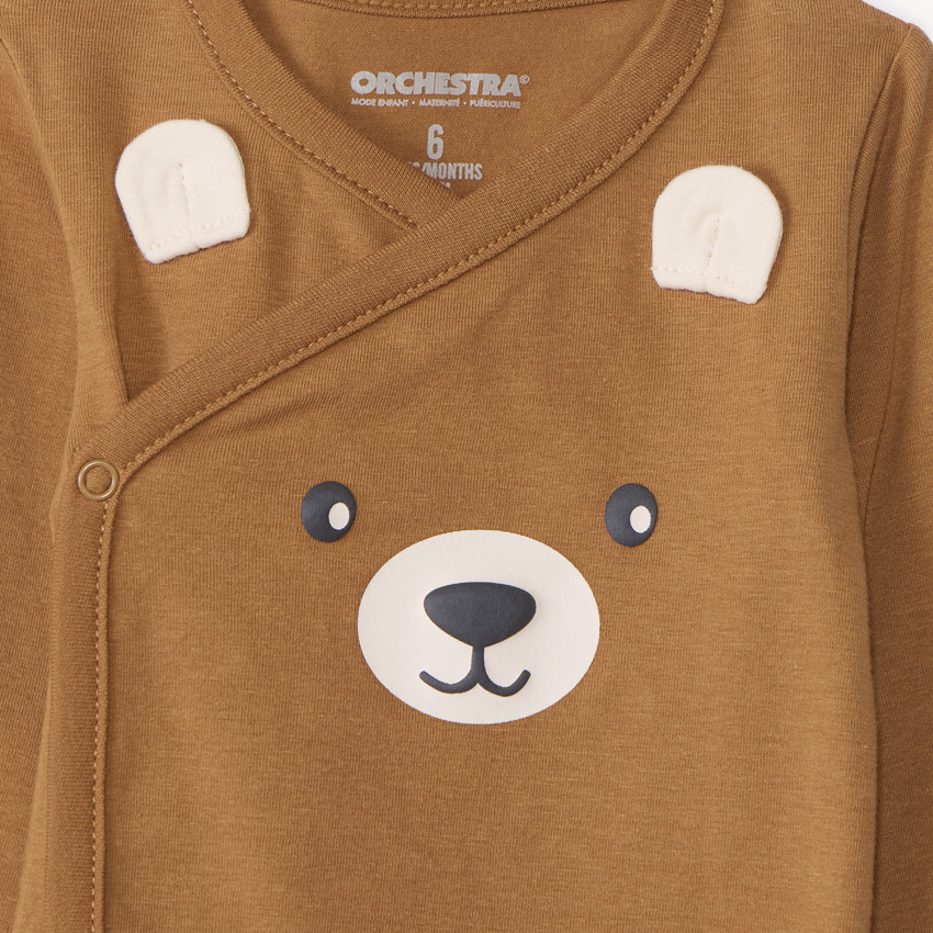 Lot de 5 bodies manches longues Ours pour bébé garçon avec ouvertures différentes selon l'âge 