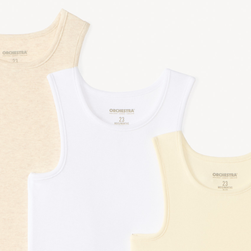 Lot de 3 bodies débardeurs uni pour bébé garçon  