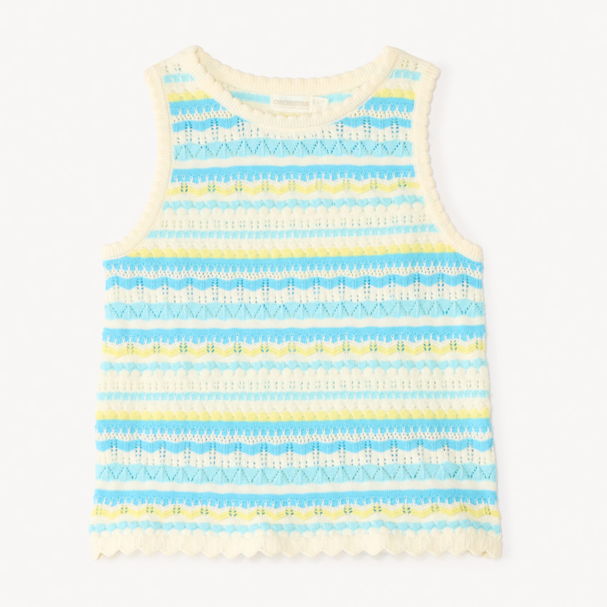 Débardeur en tricot ajouré fantaisie pour fille