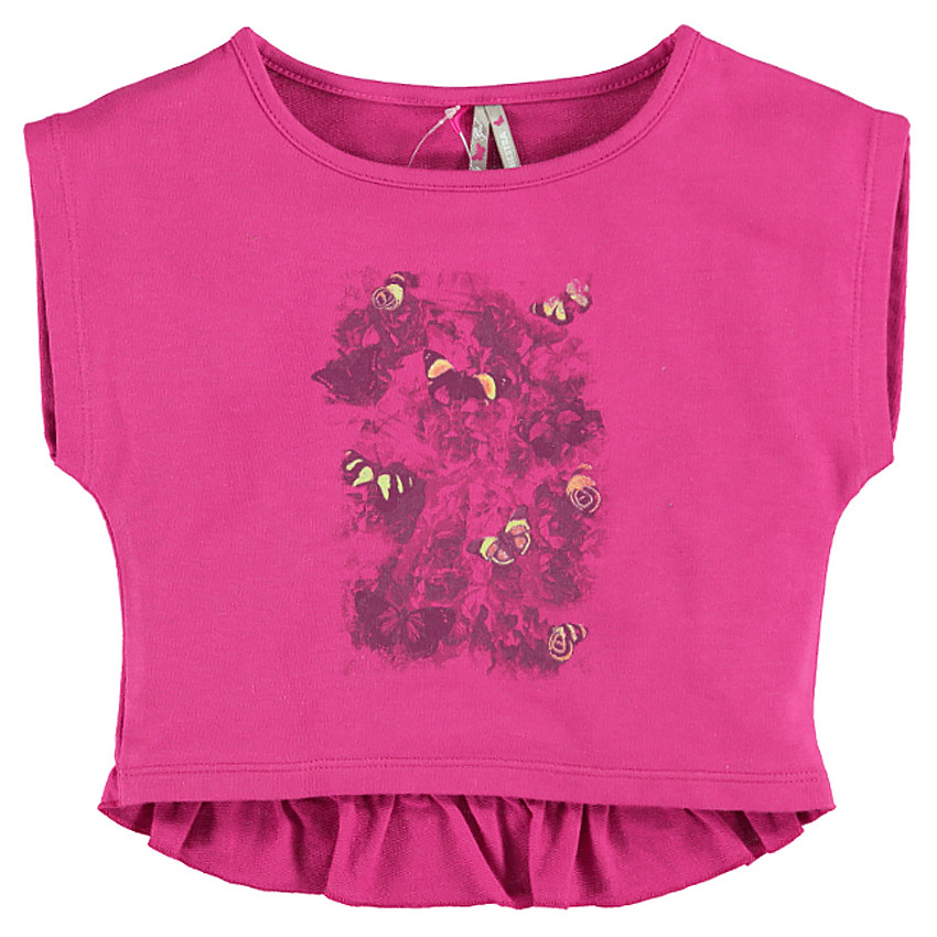 Top manches courtes en molleton avec print fantaisie et volant  