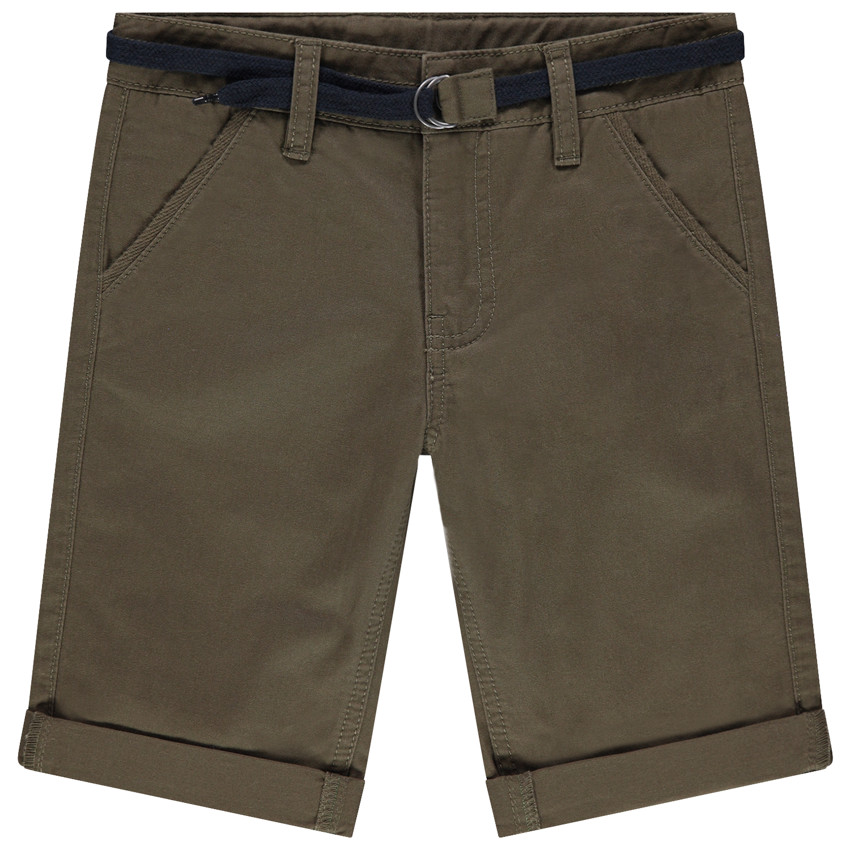 Bermuda en coton uni avec ceinture ajustable 