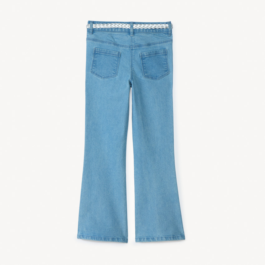 Jean flare avec ceinture tressée pour fille 