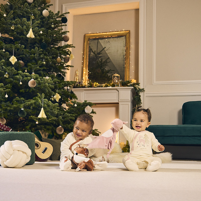 Dors-bien en velours + doudou renard assorti avec ouvertures différentes selon l'âge 