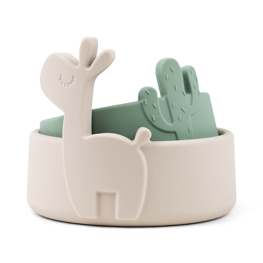 Lot de 2 bols en silicone Lalee sable/vert 