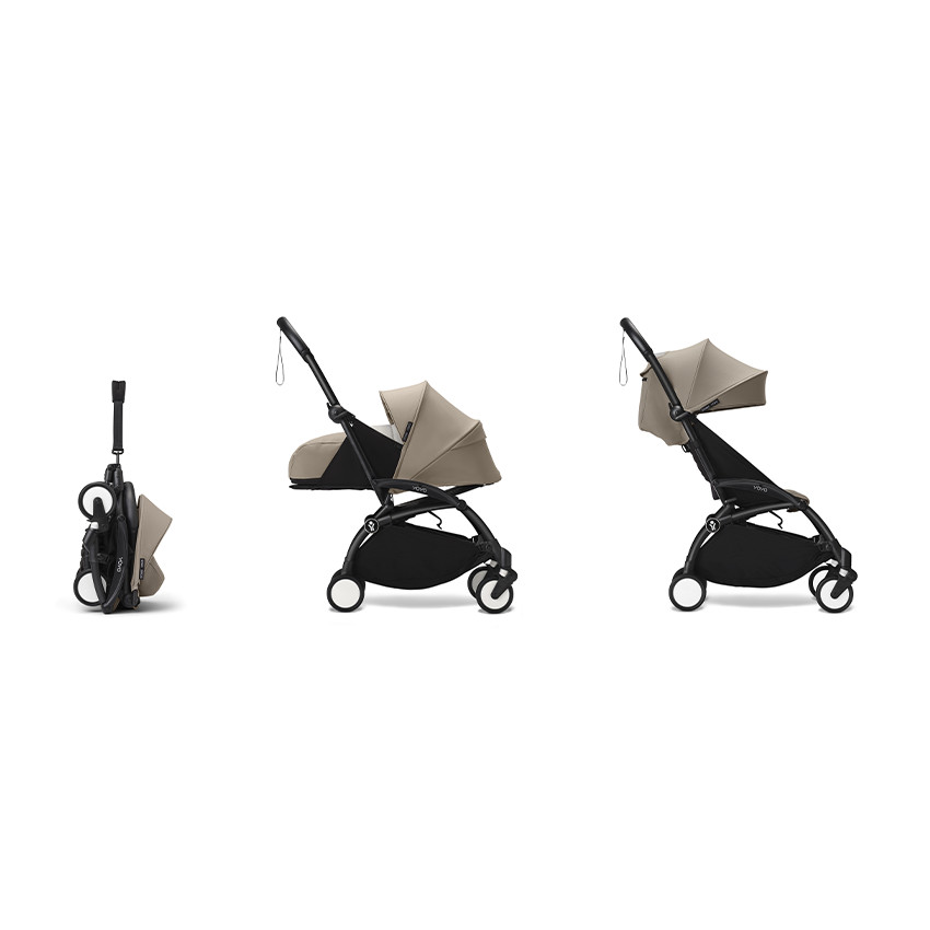 Poussette Stokke® YOYO³ de la naissance à 3 ans - cadre noir/taupe