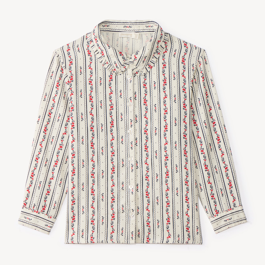 Chemise fille manches longues imprimée fleurie