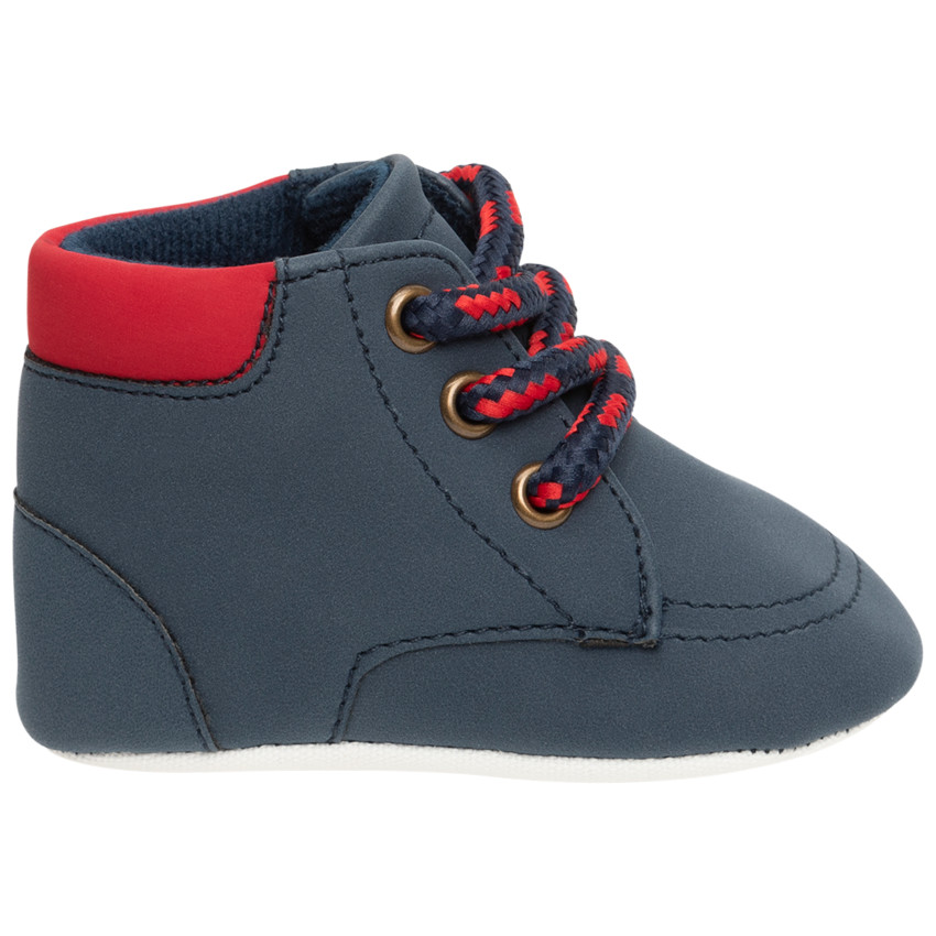 Bottillons souples bleu marine pour bébé garçon à lacets  