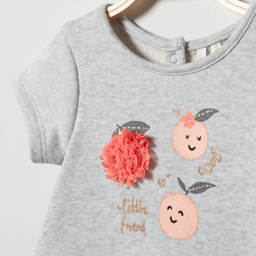 Robe maille manches courtes effet 2-en-1 pour bébé fille 