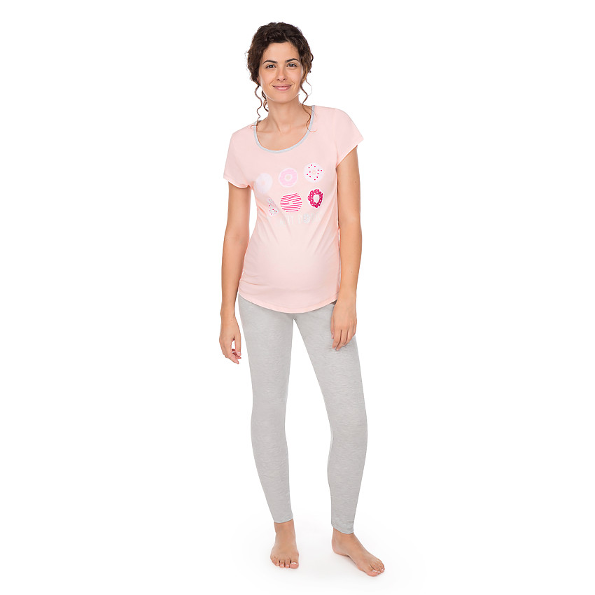 Tee-shirt manches courtes homewear de grossesse print donuts 