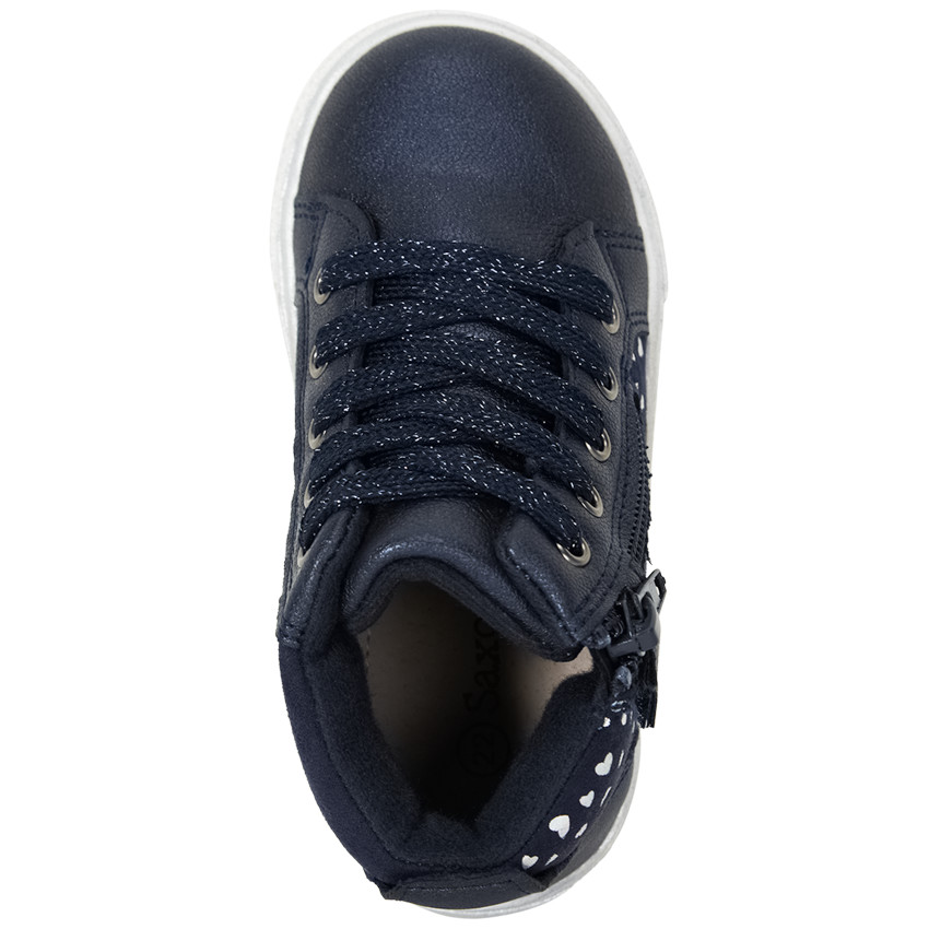 Bottillons marine avec lacets et zip pour bébé fille 