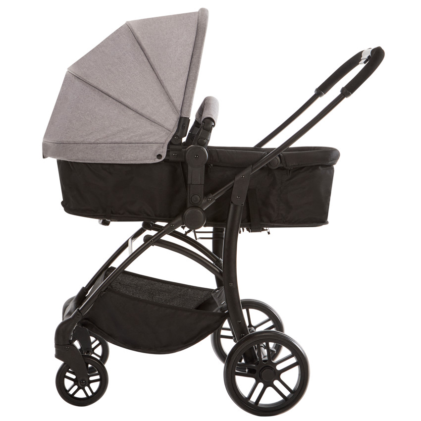 Poussette trio combinée avec siège-auto et couffin gris chiné/noir 