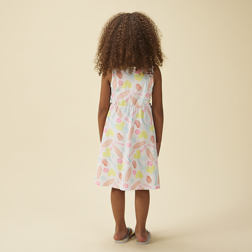 Robe sans manches ajourée imprimé exotique pour fille 