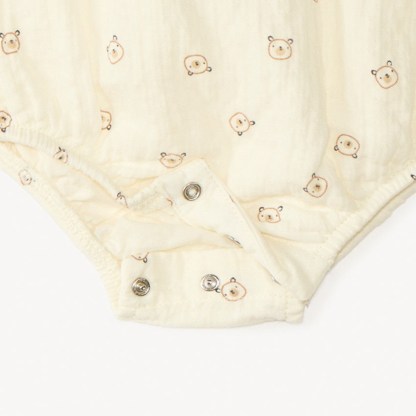 Barboteuse en gaze de coton imprimé ourson pour bébé garçon 