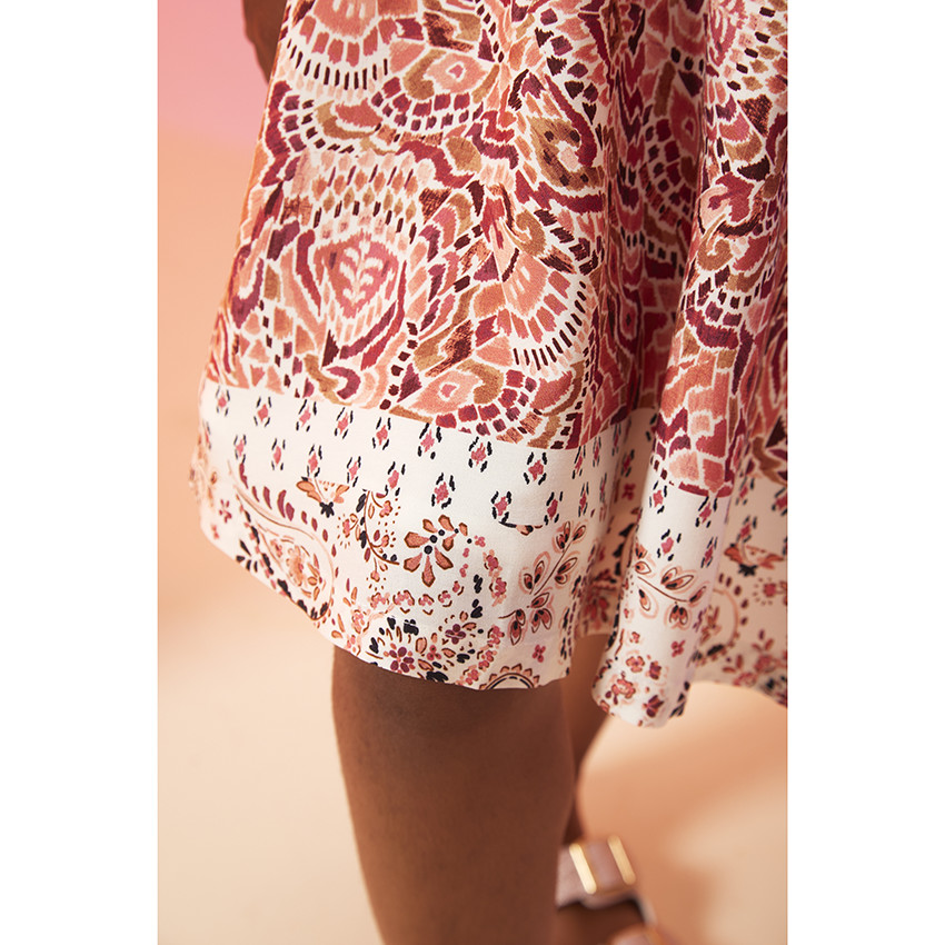 Robe manches courtes imprimé bohème pour fille 