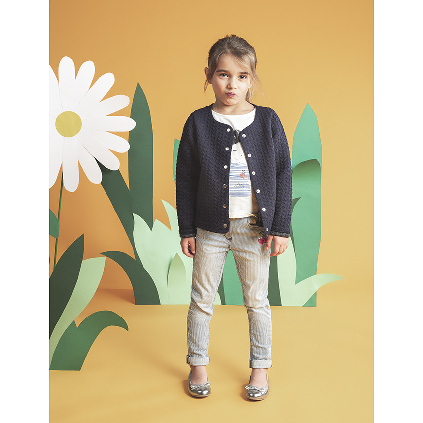 Jean effet used à rayures et ceinture ajustable 