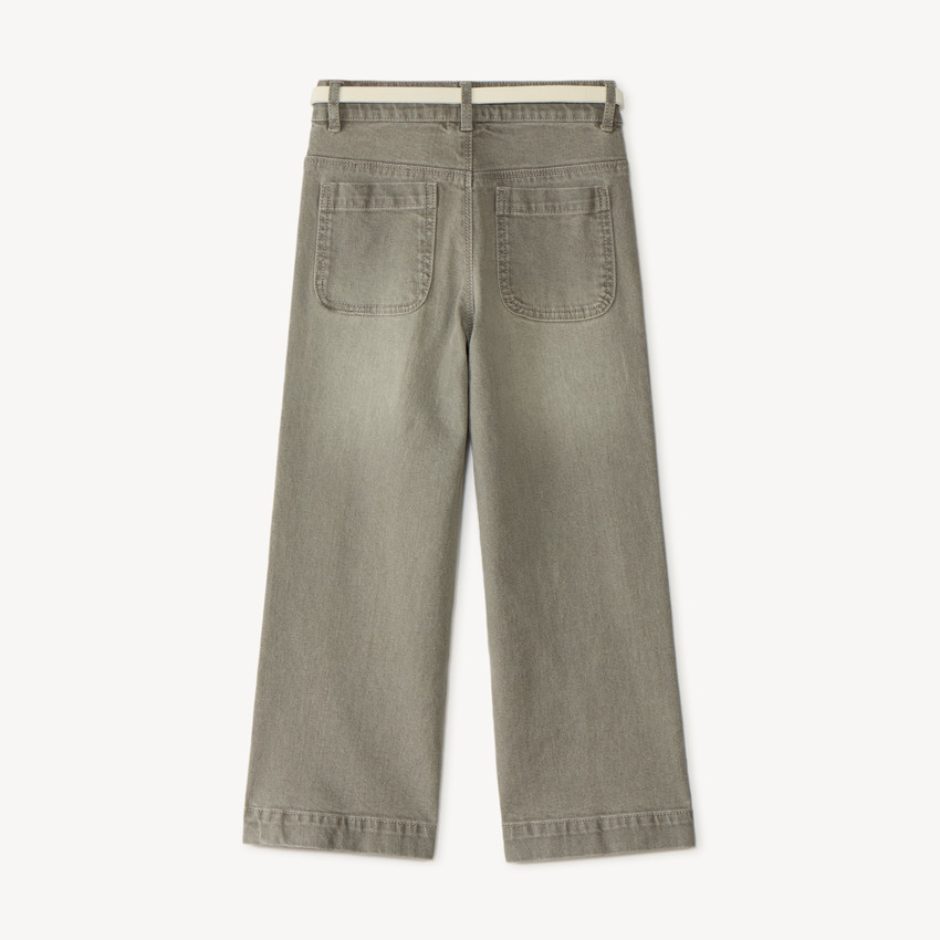 Jean droit large avec ceinture pour fille 