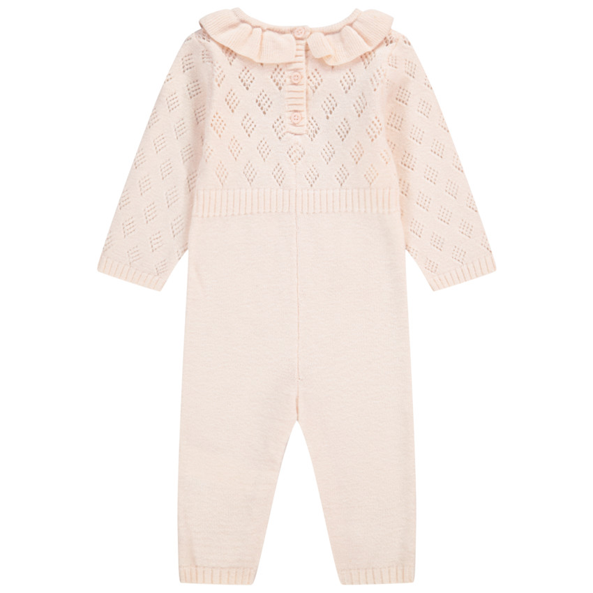 Combinaison longue en tricot avec maille fantaisie ajourée pour bébé fille 