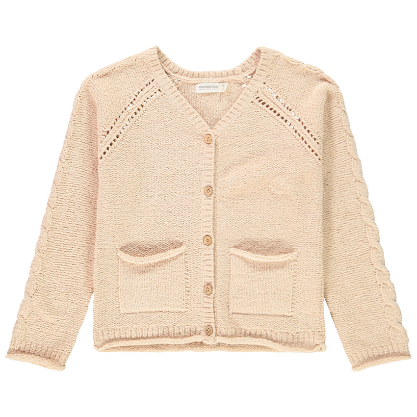 Gilet en tricot maille fantaisie pour enfant fille 