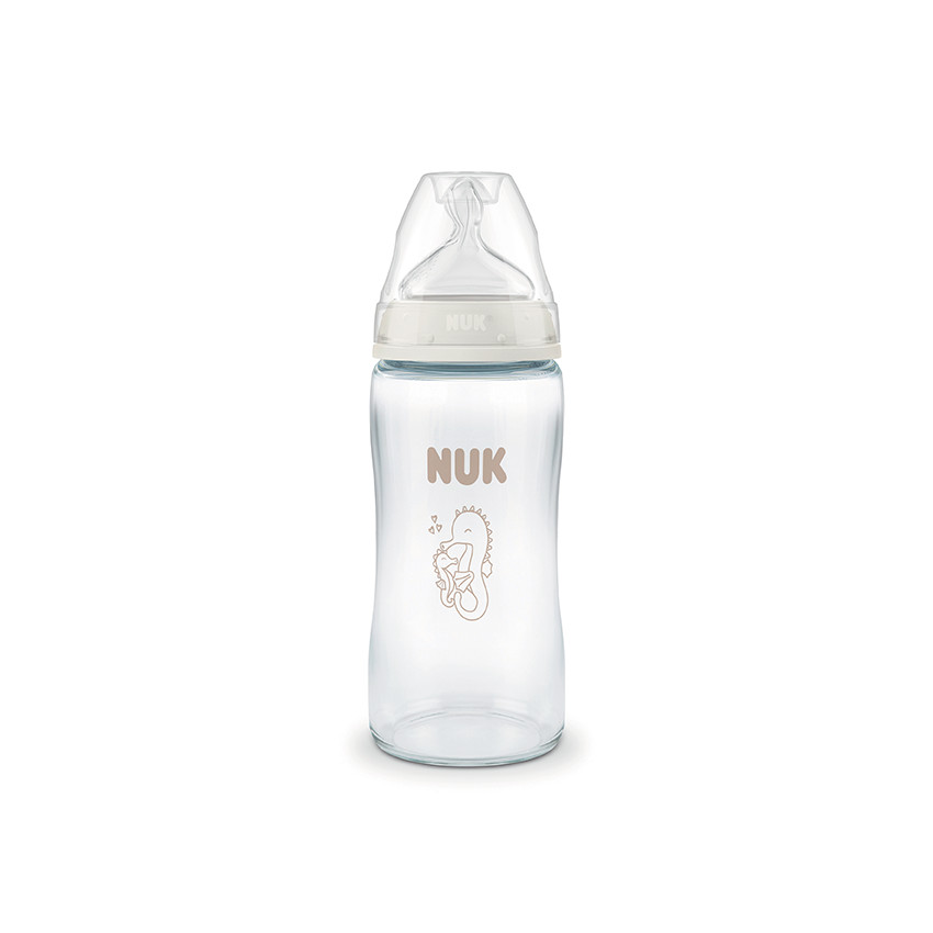 Biberon en verre "First Choice" 240 ml taille M - Hippocampe 