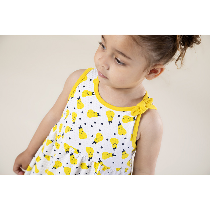 Robe sans manches en coton bio à poires imprimées all-over 