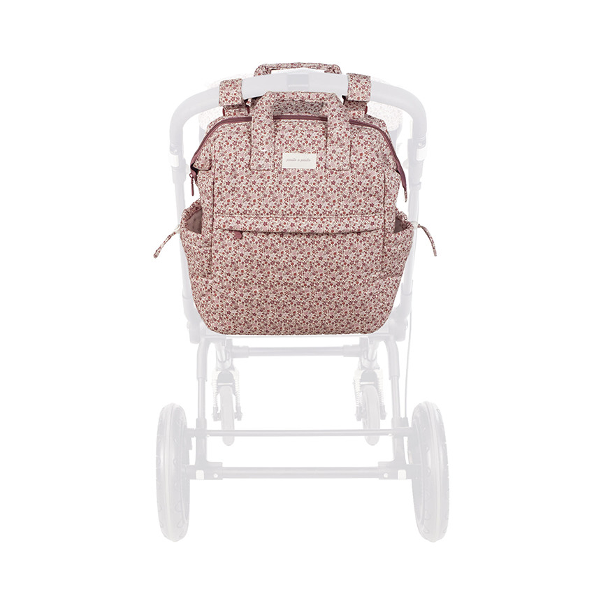 Sac à dos à langer imprimé Cherry Flores + tapis 