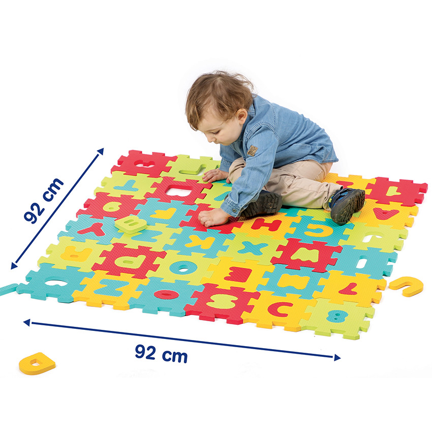 Puzzle tapis mousse bébé alphabet et chiffres 86 pièces 36 dalles
