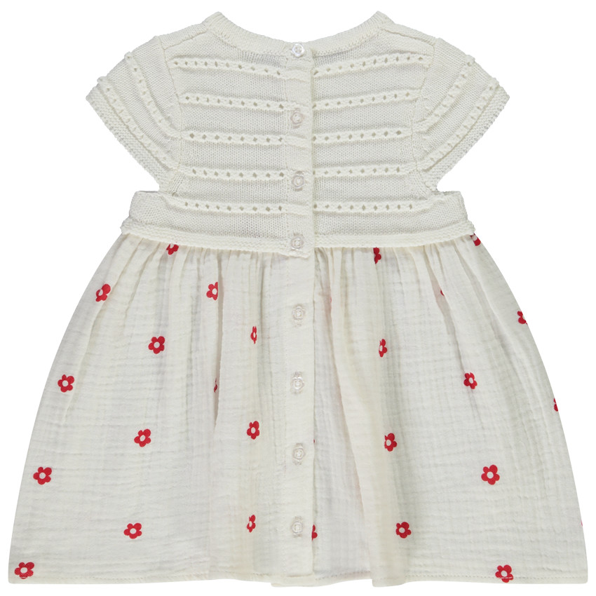 Robe bi-matière effet 2 en 1 imprimé fleurs pour bébé fille 