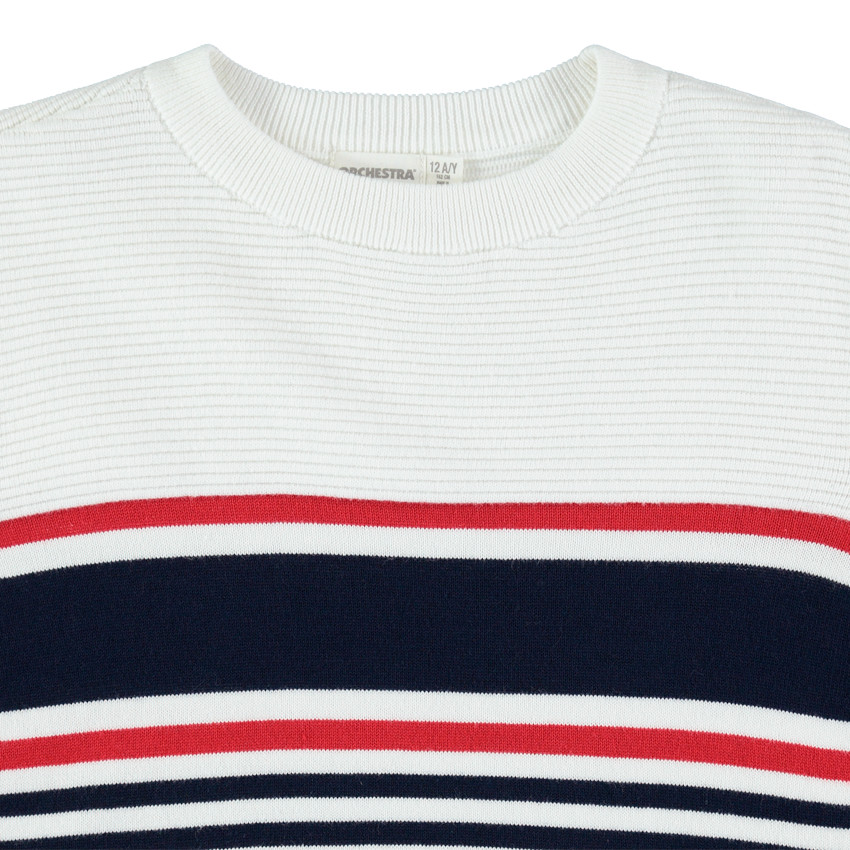 Pull en tricot ottoman à bandes contrastées 