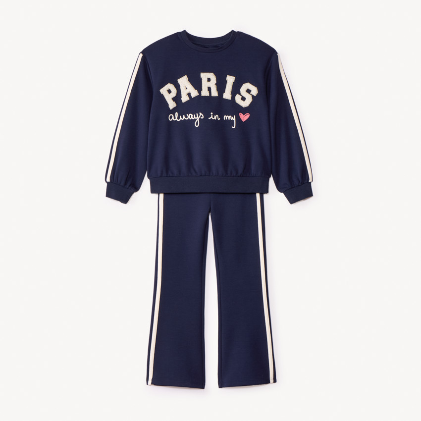 Ensemble jogging en scuba avec patchs bouclettes pour fille 