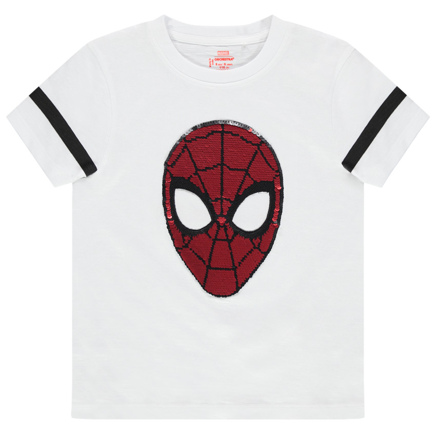 T-shirt manches courtes motif Spiderman en sequins magiques 