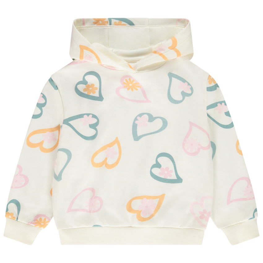 Sweat à capuche oversize imprimé cœurs pour fille 