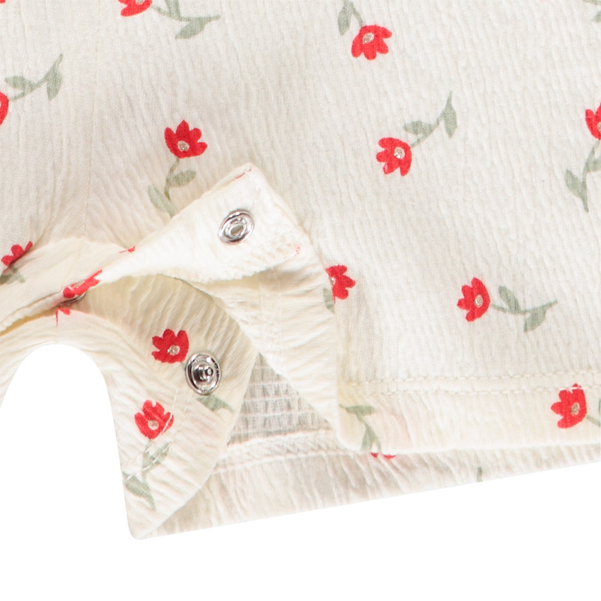 Combinaison courte avec volants et imprimé fleurs pour bébé fille  