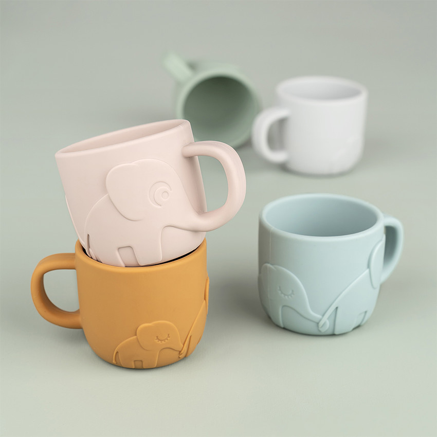 Tasse à anse en silicone Peekaboo Elphée gris 