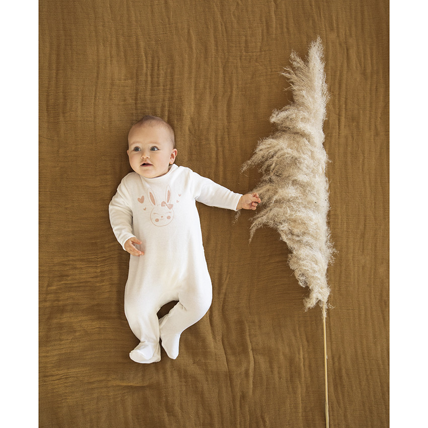 Dors-bien en velours print lapin et coeurs pour bébé fille 