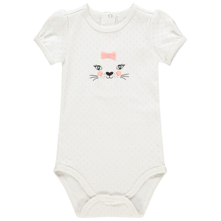 Body manches courtes print chat et motif all-over 