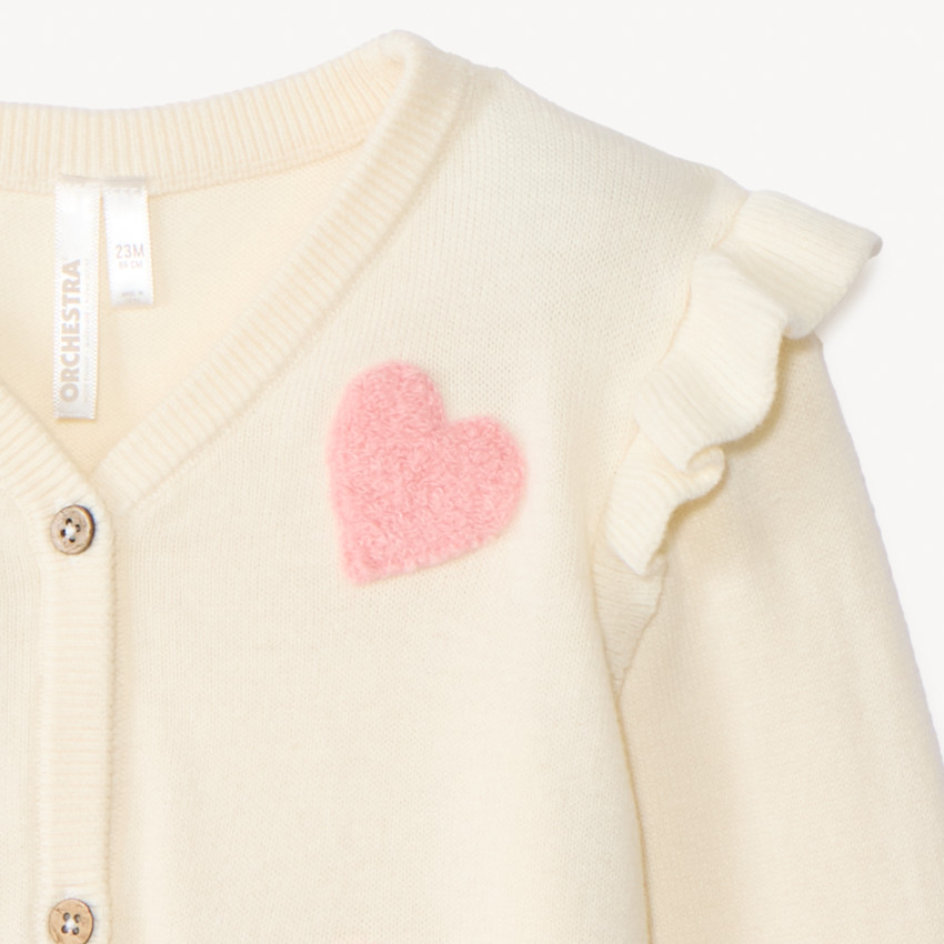 Gilet en tricot avec cœurs en bouclettes pour bébé fille 