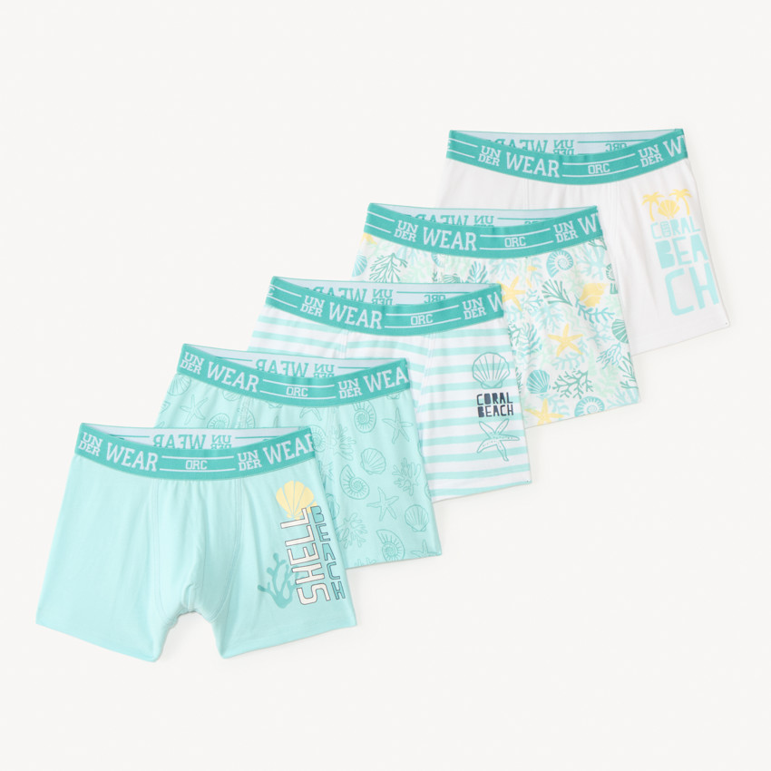 Lot de 5 boxers motifs coquillages pour garçon 