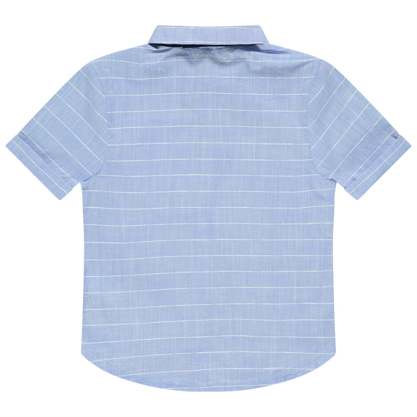 Chemise de cérémonie manches courtes rayée à noeud papillon amovible 