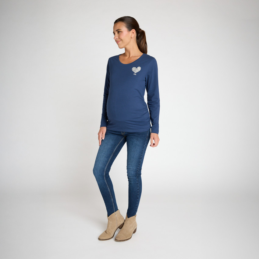 T-shirt manches longues de grossesse print cœur 