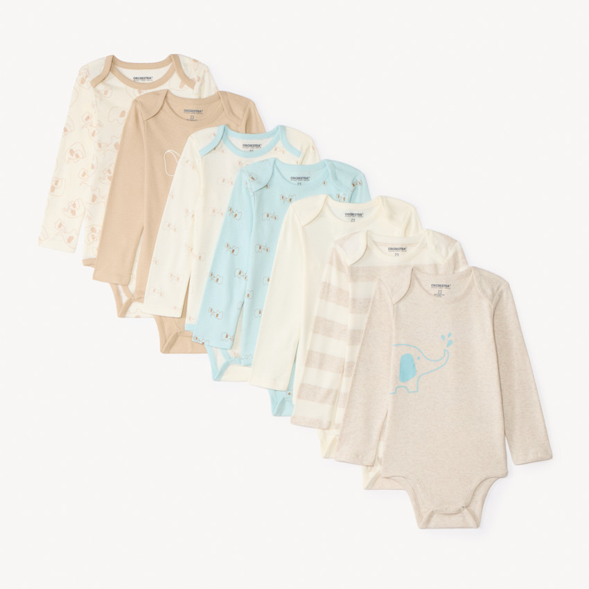 Lot de 7 bodies manches longues fantaisie pour bébé garçon