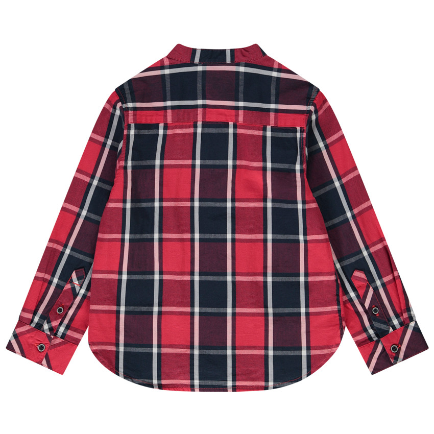 Chemise manches longues col mao à carreaux pour garçon 