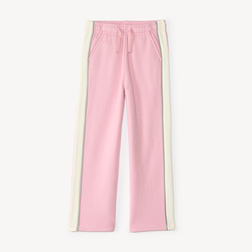 Pantalon de jogging rose fille à bandes contrastées