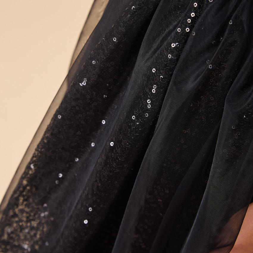 Robe de fête manches longues effet 2 en 1 à sequins pour fille 