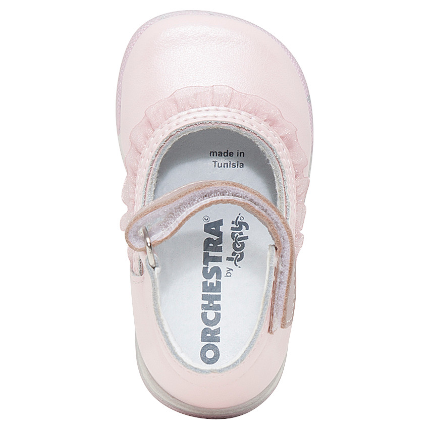 Babies en cuir avec volant en tulle pour bébé fille 