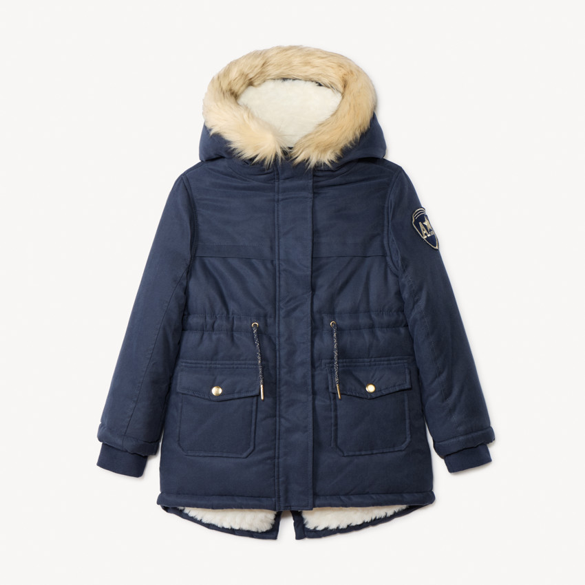 Parka déperlante à capuche effet fourrure pour fille